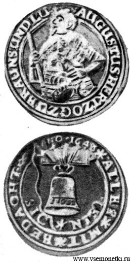 Первый глоккенталер, чеканенный в Госларе в 1643, серебро