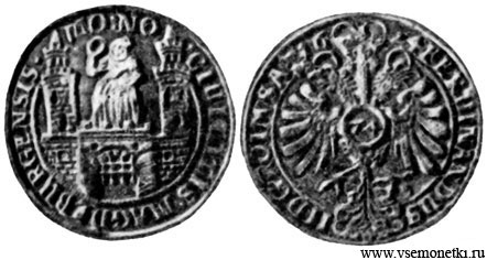 Монета 1624 г. Магдебурга, серебро