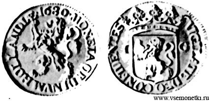 Нидерланды, гульден 1680, серебро