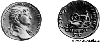 Римская империя, дупондий 112-117, Бронза
