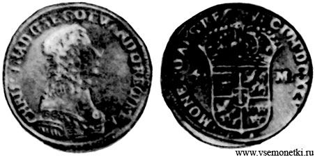 Швеция, 1/2 кристинера 1648, серебро