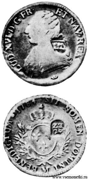 Франция, экю (лаубталер) 1784, в период с 1816 по 1819 в берне приравненный посредством надпечатки 40 батценам, серебро