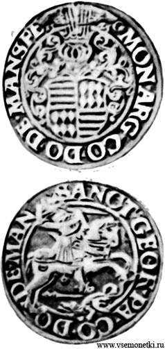Графство Мансфельд, общая (коллективная) монета 1525 Гюнтера IV, Эрнста II, Хойера VI, Герхарда VII, Альбрехта II, серебро
