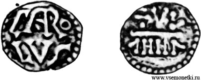 Подделка Беккра монеты типа денария эпохи Карла Великого (768-817), серебро