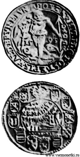 Брауншвейг-Вольфенбюттель,Генрих-Юлиус, ребелленталер, 1595, серебро