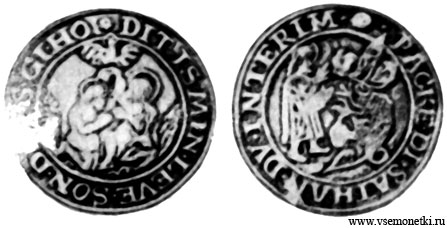 Магдебург, сатирическая монета 1549 на Аугсбургское постановление 1549, серебро