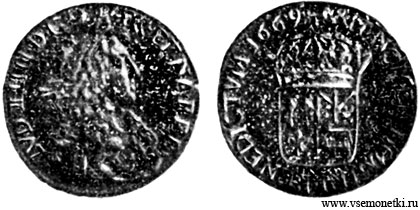 Франция, серебряный экю 1669, серебро