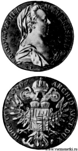 Австрия, талер Марии-Терезии 1780, серебро