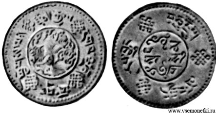 Тибет, 20 тангка 1933, серебро