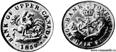 Англия, токен в 1/2 пенни 1850, бронза