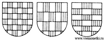 Шахматная доска; щит, разделенный гонтами; щит, разделенный брусками