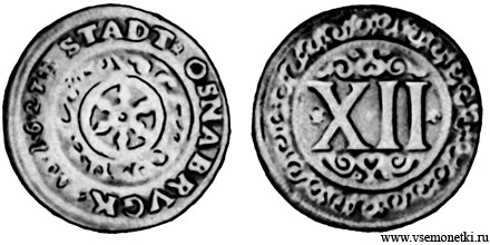 Оснабрюкский медный шиллинг (12 пфеннингов) 1623