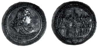 Obverse: A bust portrait, in profile, of Friedrich August, with long ringlets, and wearing a coat of mail. Reverse: In the upper part there is a view of the town of Freiburg, - one of the sources of silver ore in Germany; on the outskirts of the town are seen the mining installations. In the lower part is the underground section of the mine with miners at work. Underneath is the word Gluck auf! ('Save return!') - parting word of the German miners