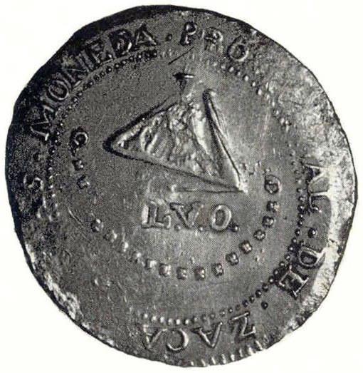 Рис. 10. Об. ст. Сакатекас, 'Монета необходимости'. 8 реалов 1811 г. L. V. О. Серебро