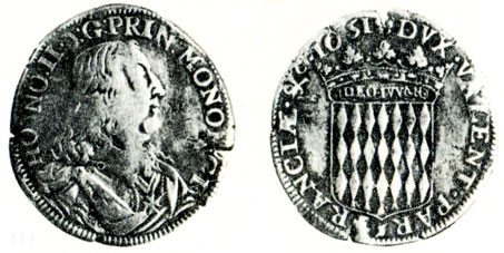 Таблица 19. Полуталер (полскудо), серебро, княжество Монако, Онорато II, 1651 г.